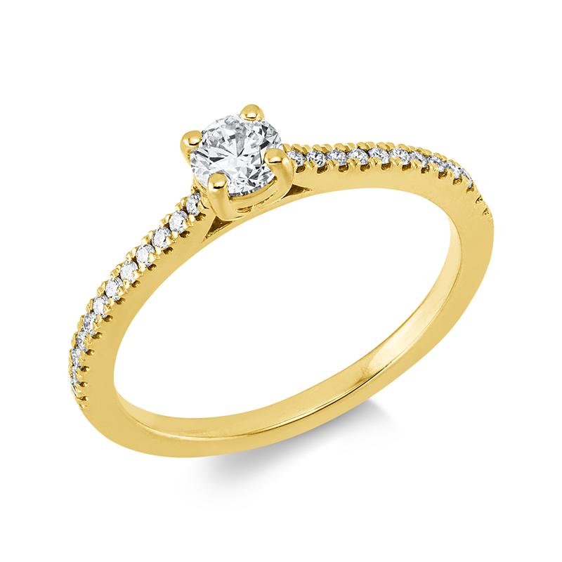 Solitaire mit Besatz Ring Weißgold 18kt 0,42ct