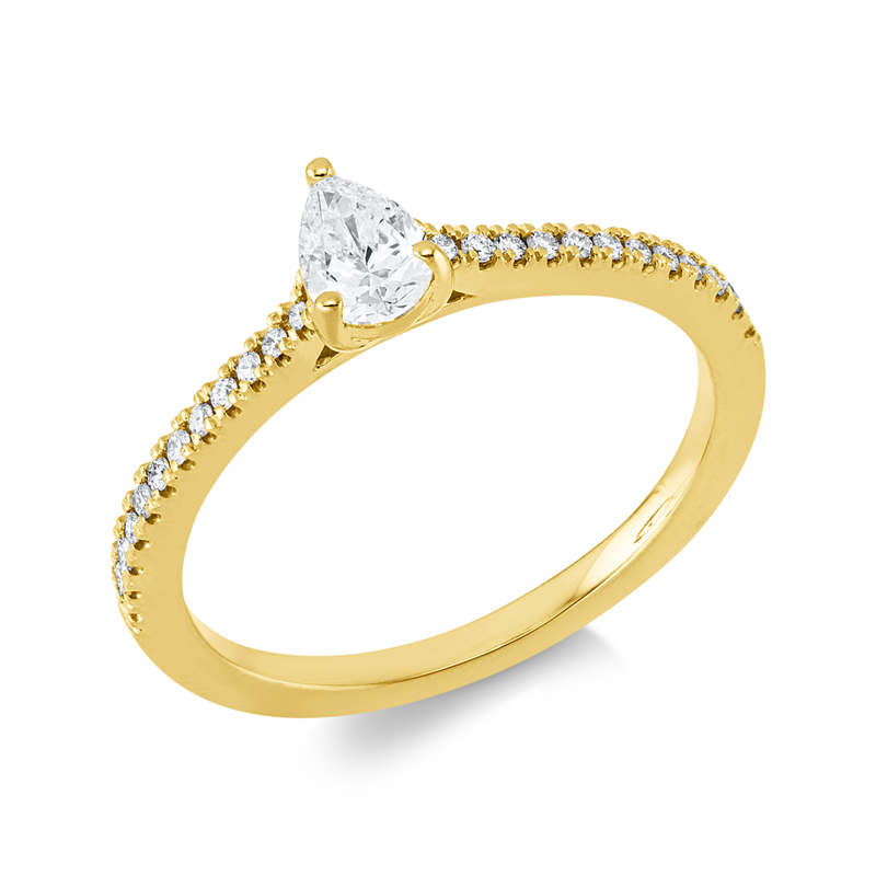 Solitaire mit Besatz Ring Weißgold 18kt 0,44ct