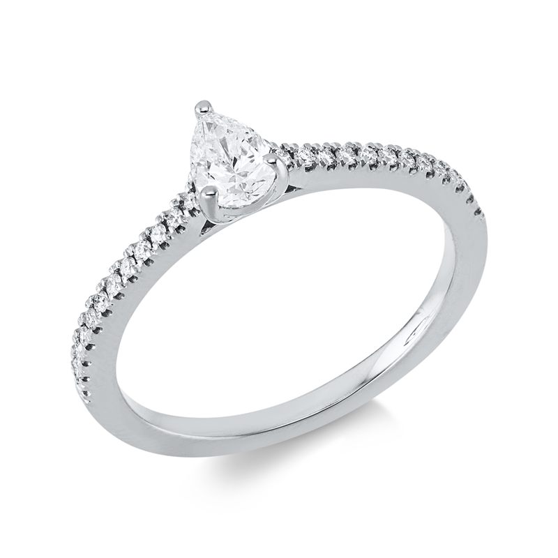 Solitaire mit Besatz Ring Weißgold 18kt 0,44ct