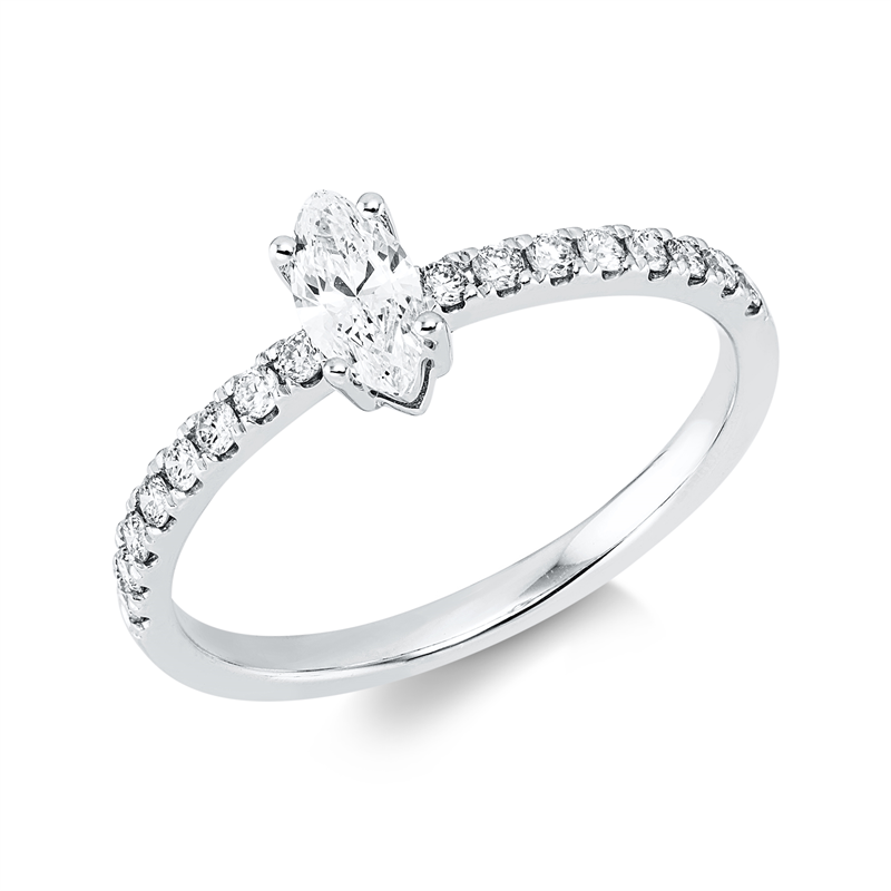 Solitaire mit Besatz Ring Weißgold 18kt 0,46ct