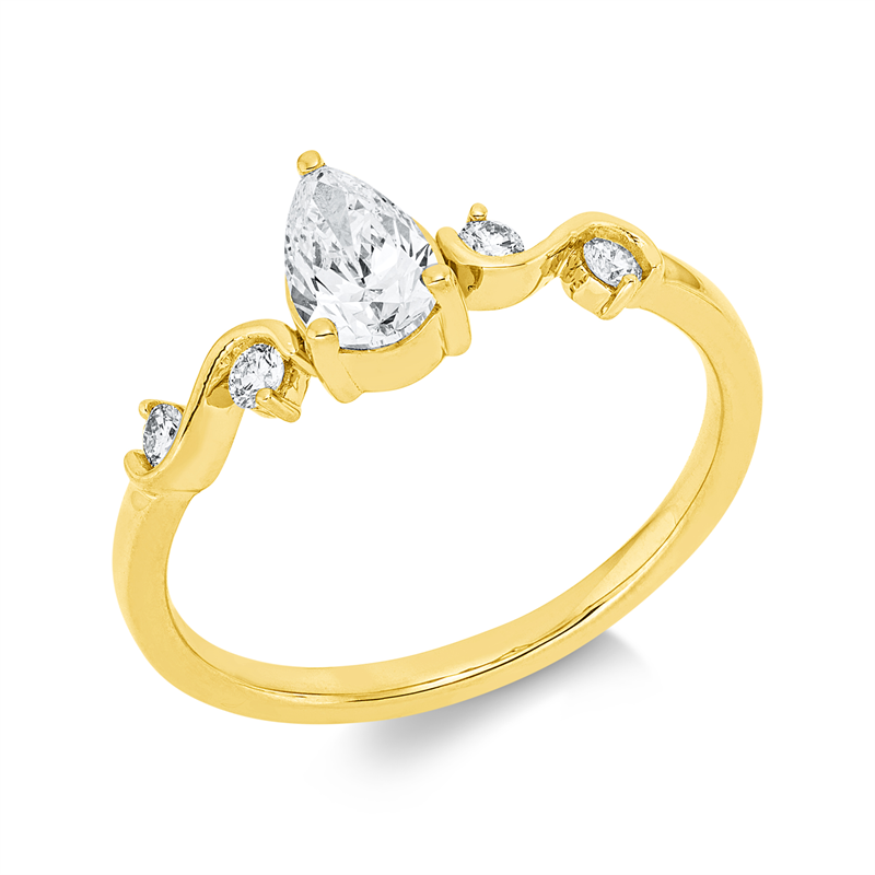 Solitaire mit Besatz Ring Weißgold 18kt 0,64ct