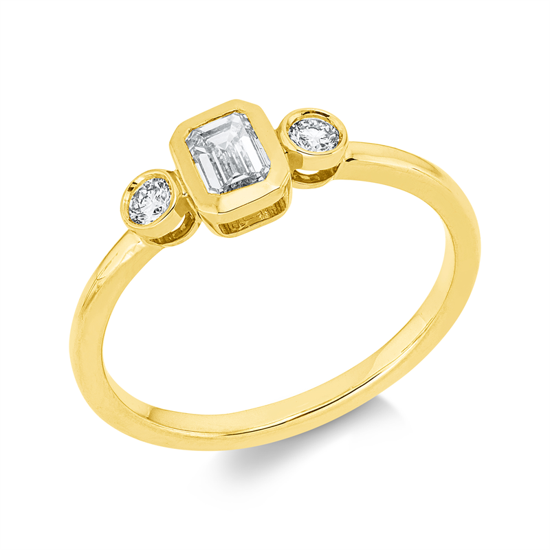 Solitaire mit Besatz Ring Weißgold 18kt 0,49ct