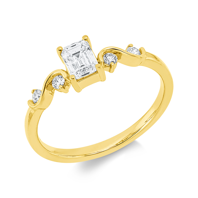 Solitaire mit Besatz Ring Weißgold 18kt 0,61ct