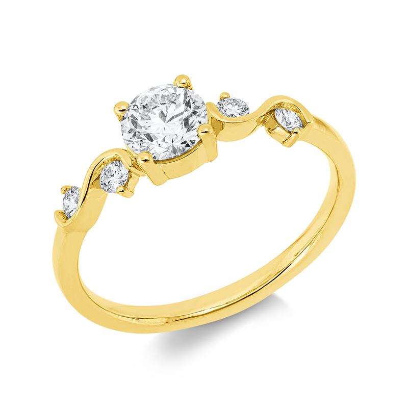 Solitaire mit Besatz Ring Weißgold 18kt 0,74ct