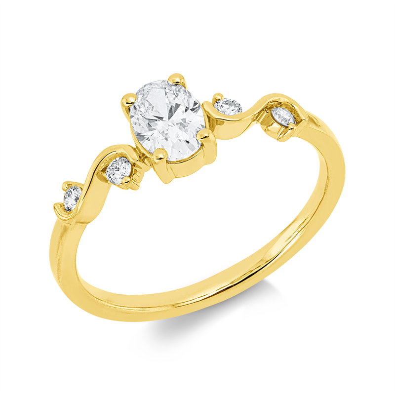 Solitaire mit Besatz Ring Weißgold 18kt 0,61ct