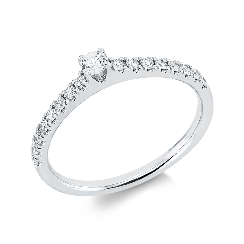 Solitaire mit Besatz Ring Weißgold 18kt 0,33ct
