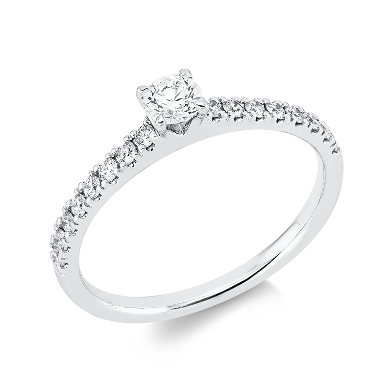 Solitaire mit Besatz Ring Weißgold 18kt 0,44ct