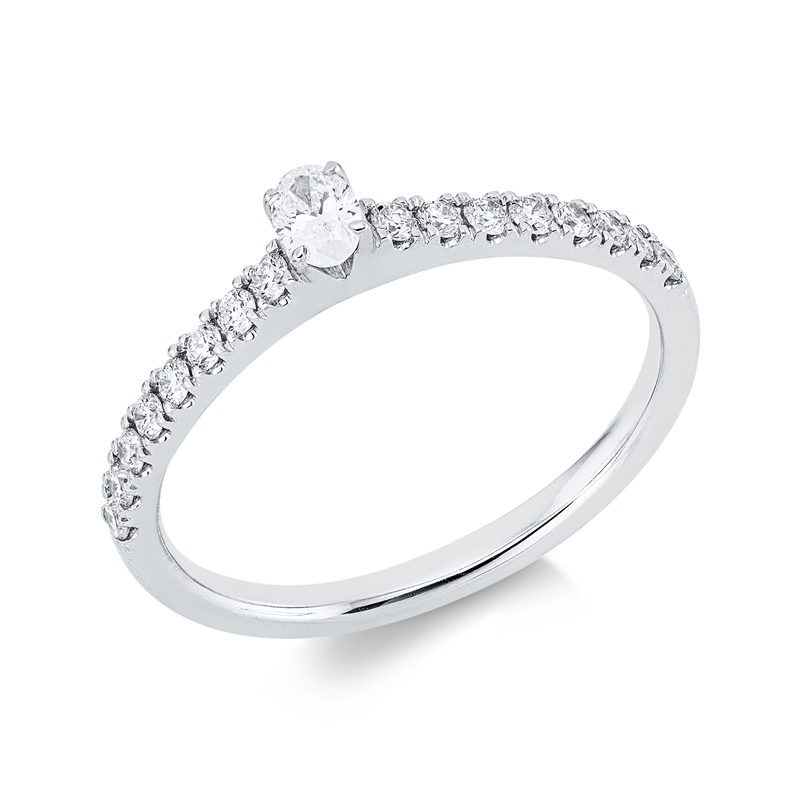 Solitaire mit Besatz Ring Weißgold 18kt 0,34ct