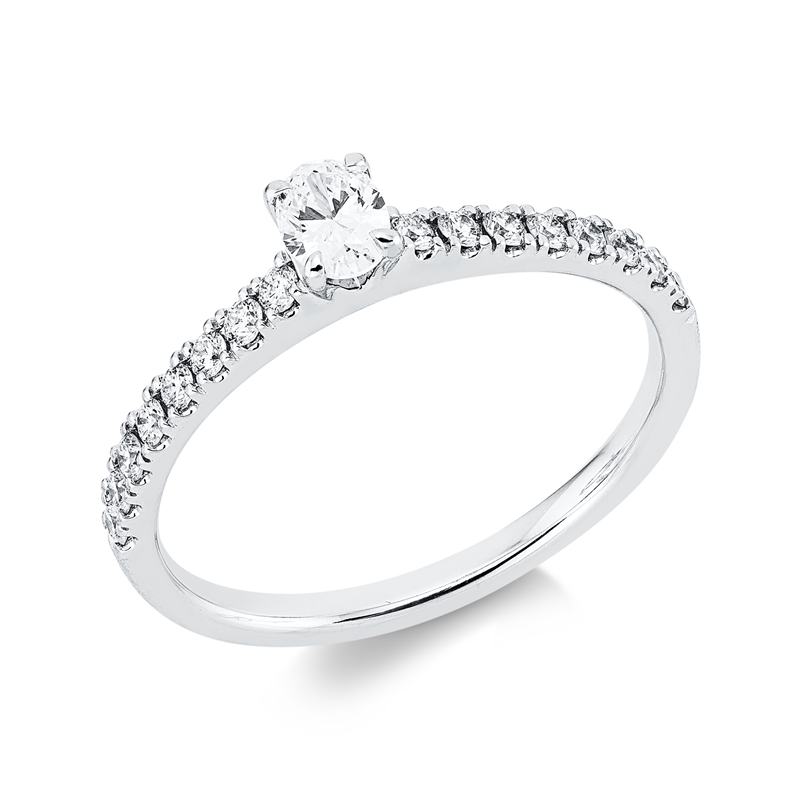 Solitaire mit Besatz Ring Weißgold 18kt 0,45ct