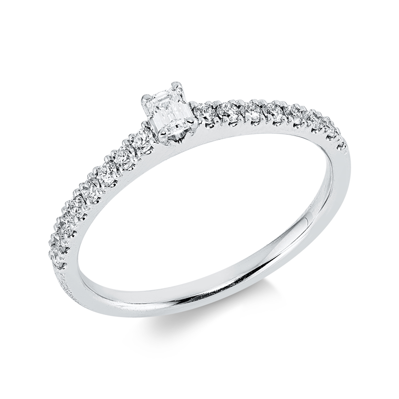 Solitaire mit Besatz Ring Weißgold 18kt 0,35ct