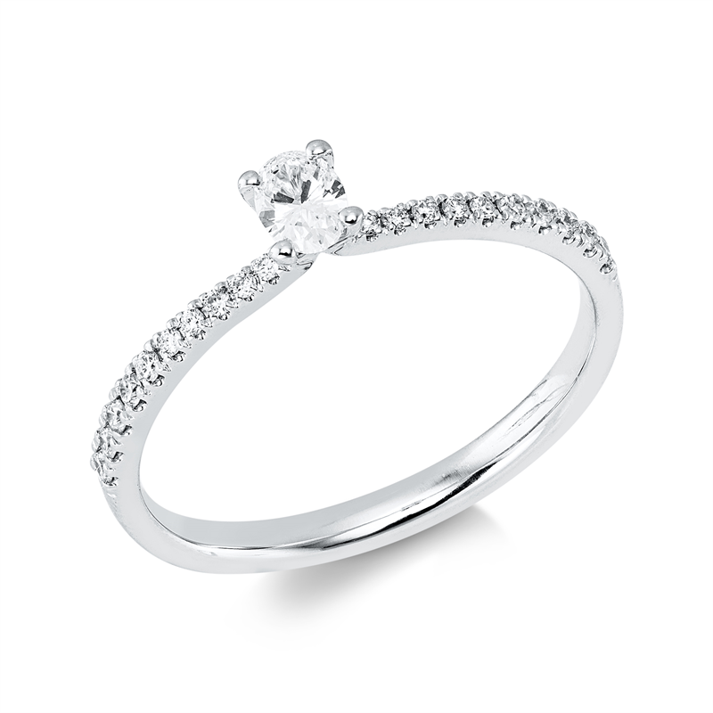 Solitaire mit Besatz Ring Weißgold 18kt 0,28ct