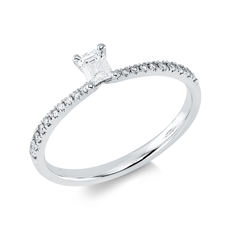 Solitaire mit Besatz Ring Weißgold 18kt 0,29ct