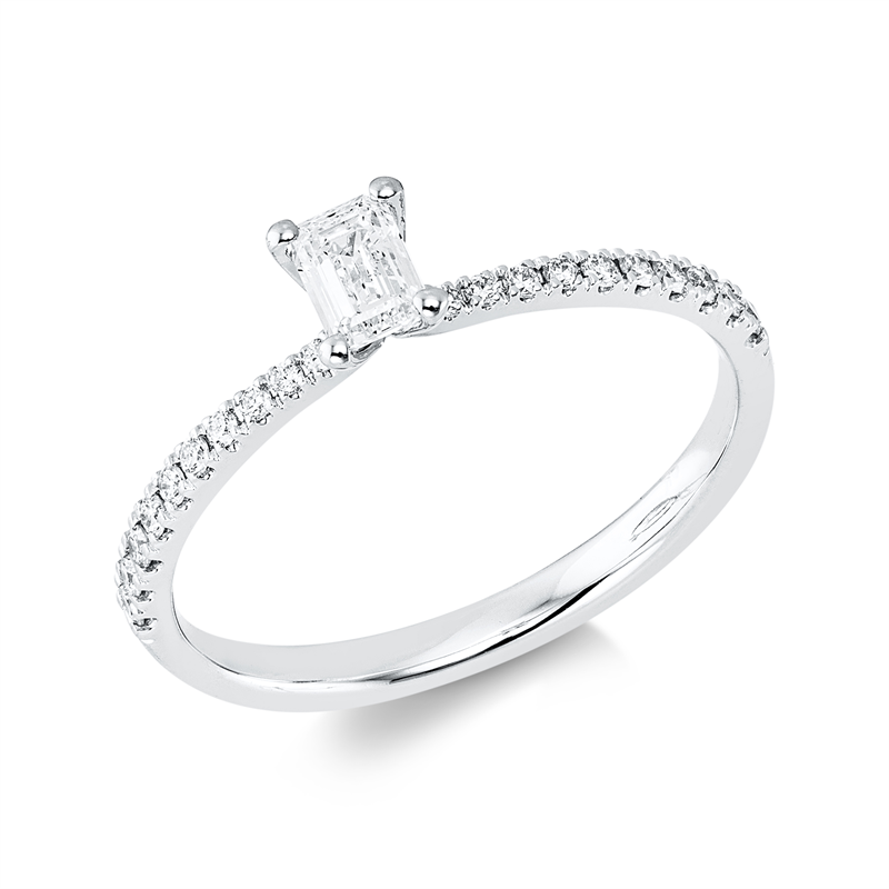 Solitaire mit Besatz Ring Weißgold 18kt 0,41ct