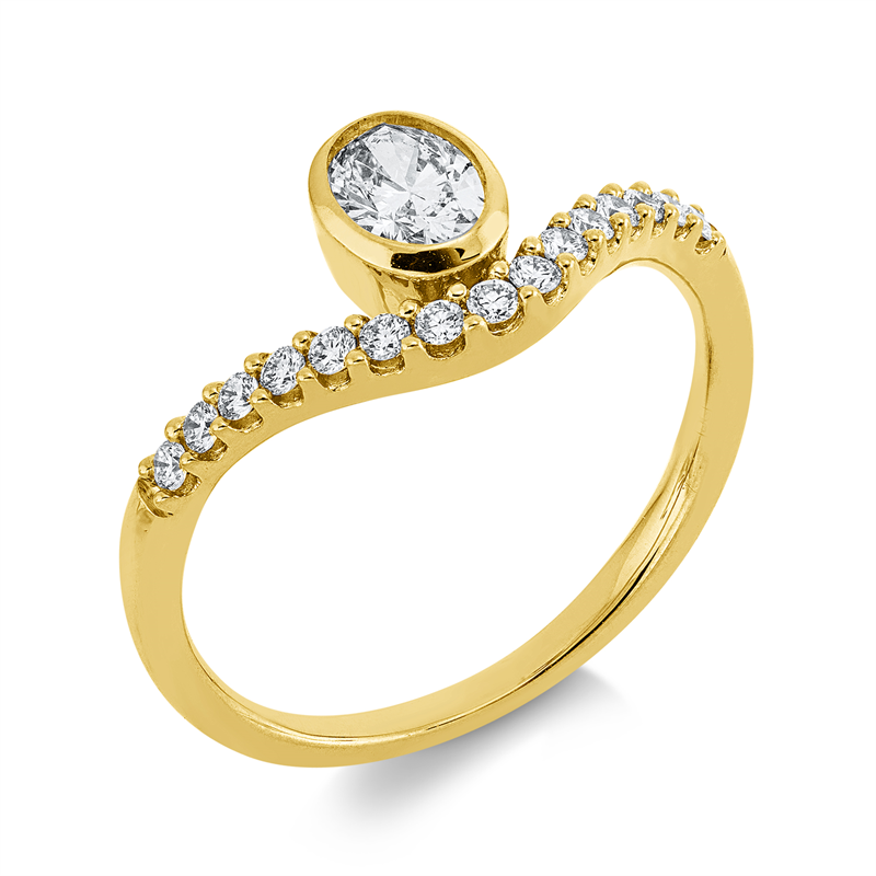 Solitaire mit Besatz Ring Gelbgold 18kt 0,49ct