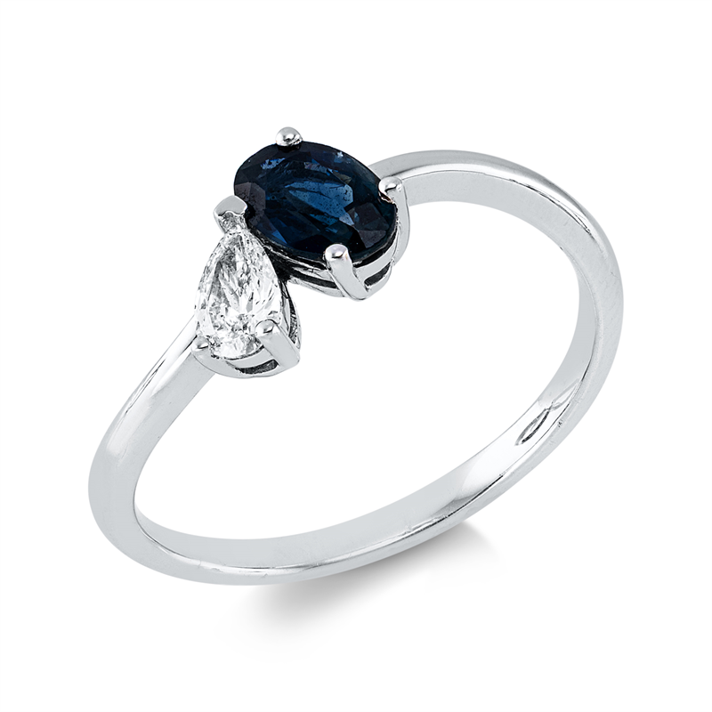 Farbstein Classic Ring Weißgold 14kt 0,16ct