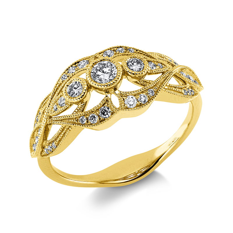 Mehrfachsteinbesatz Ring Gelbgold 18kt 0,35ct