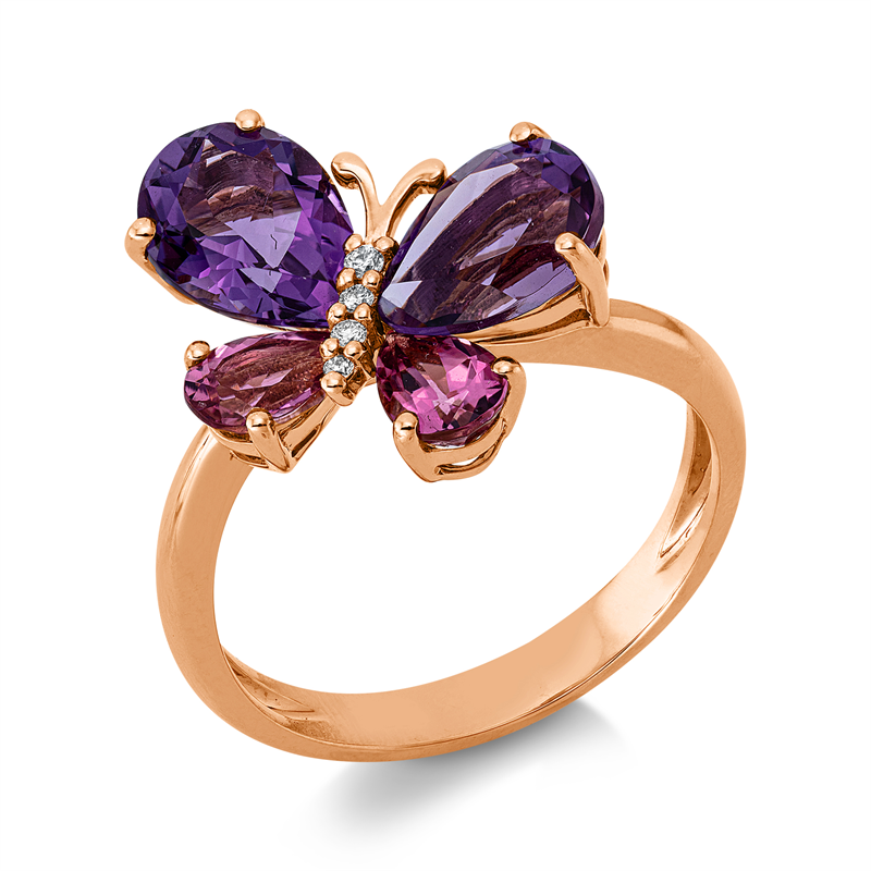 Farbstein Fashion Ring Rotgold 18kt 0,03ct