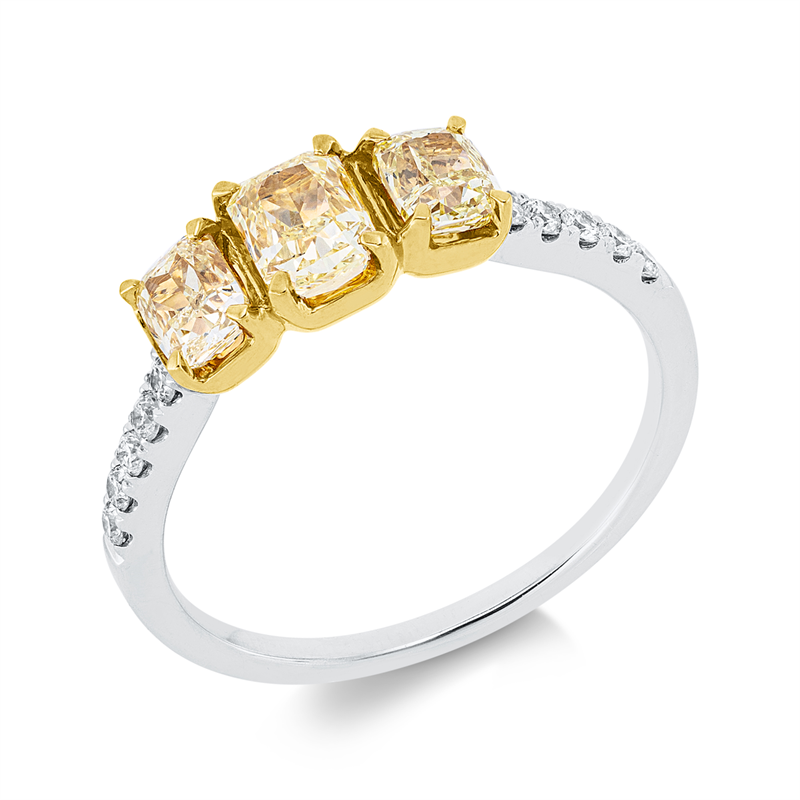 Farbiger Diamant Ring Weißgold / Gelbgold 18kt 1,7ct