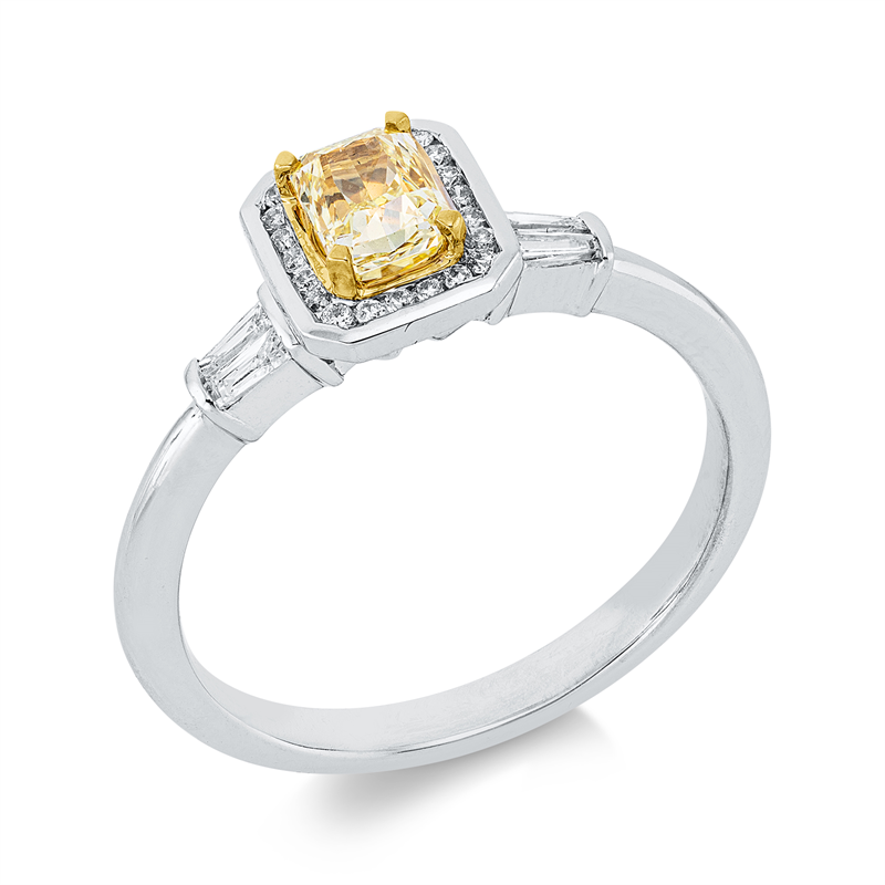 Farbiger Diamant Ring Weißgold / Gelbgold 18kt 0,66ct