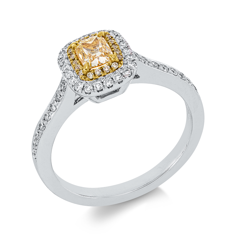 Farbiger Diamant Ring Weißgold / Gelbgold 18kt 0,65ct