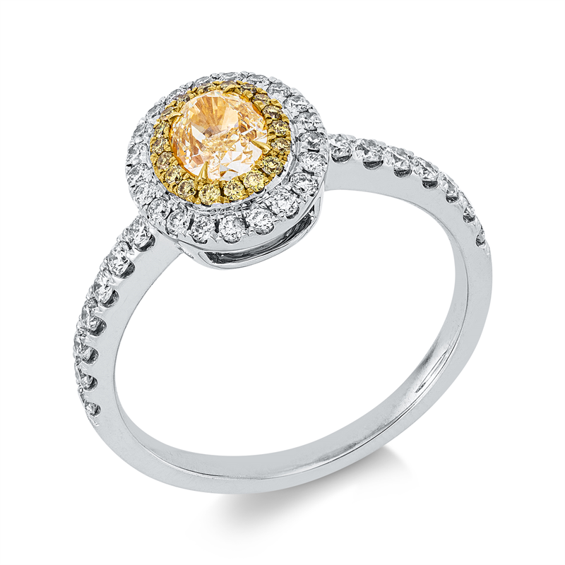Farbiger Diamant Ring Weißgold / Gelbgold 18kt 0,96ct