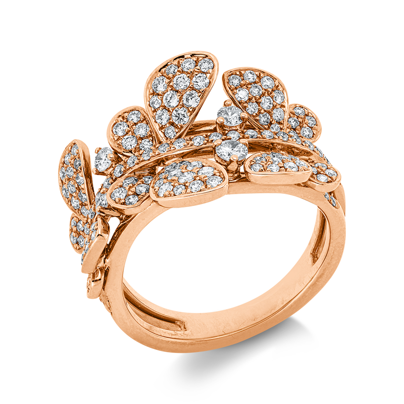 Mehrfachsteinbesatz Ring Rotgold 18kt 0,91ct