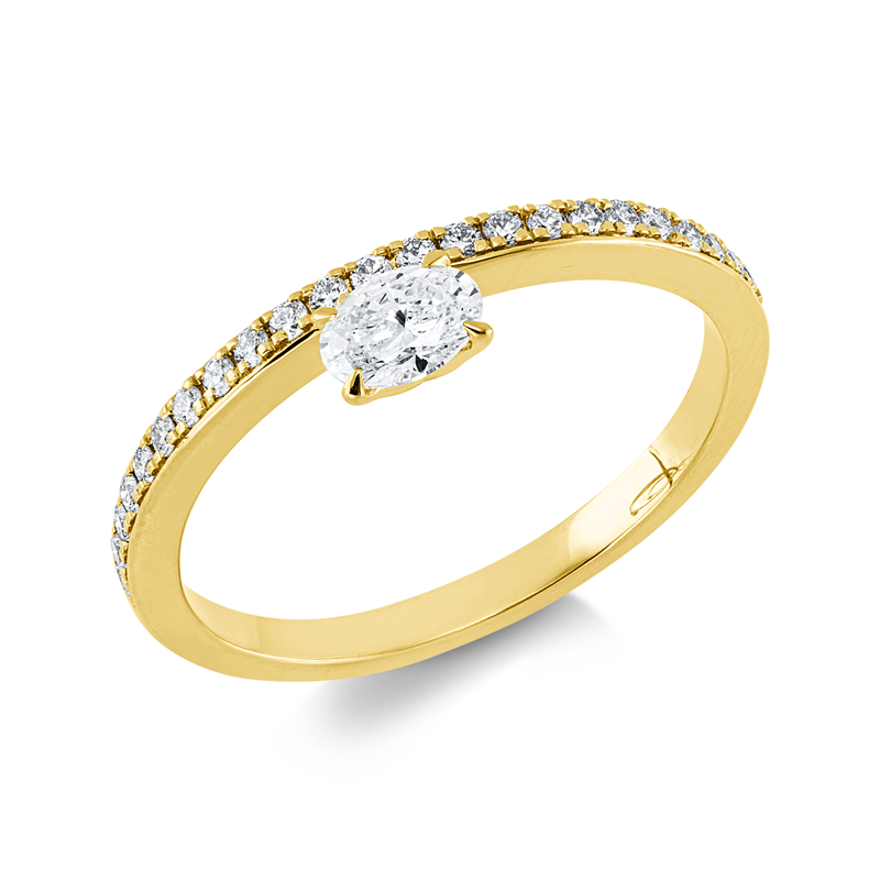 Solitaire mit Besatz Ring Gelbgold 18kt 0,43ct