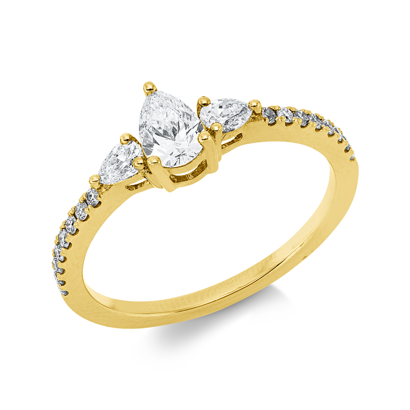 Solitaire mit Besatz Ring Gelbgold 18kt 0,57ct
