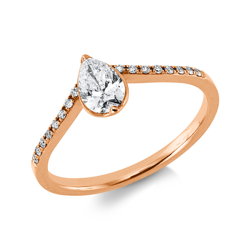 Solitaire Ring Rotgold 18kt 0,42ct