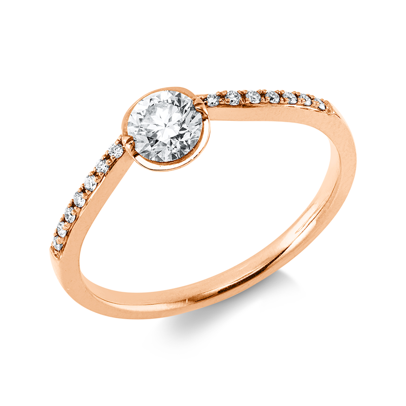 Solitaire mit Besatz Ring Rotgold 18kt 0,39ct