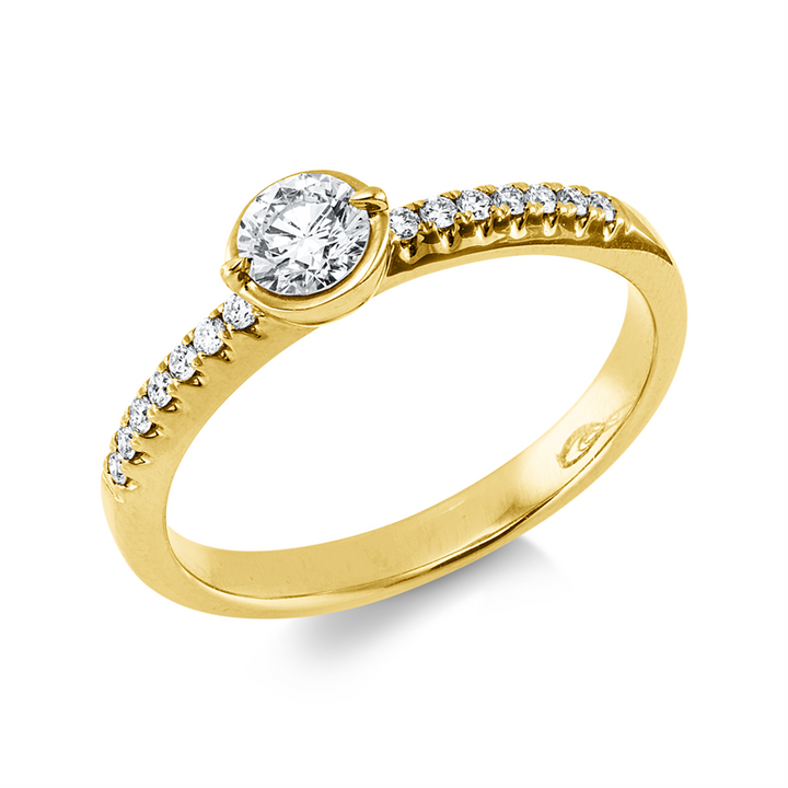 Solitaire mit Besatz Ring Gelbgold 18kt Ref-1KN28