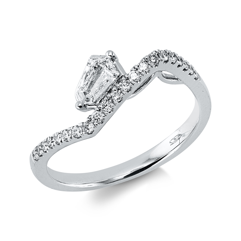 Solitaire mit Besatz Ring Weißgold 18kt 0,35ct