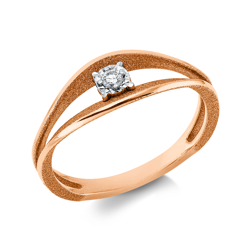 Solitaire Ring Rotgold / Weißgold 18kt 0,04ct