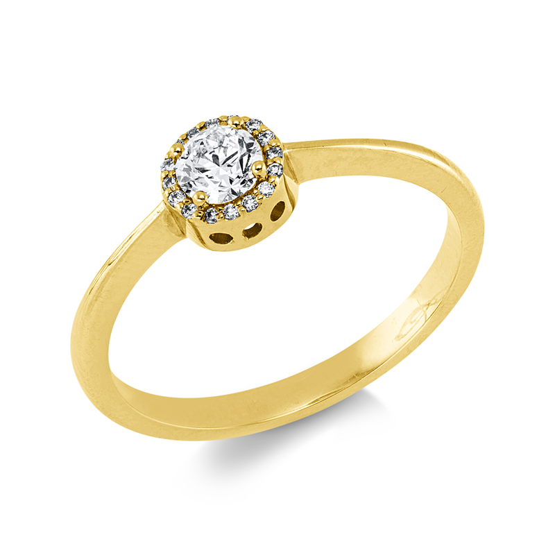 Solitaire mit Besatz Ring Gelbgold 18kt 0,27ct