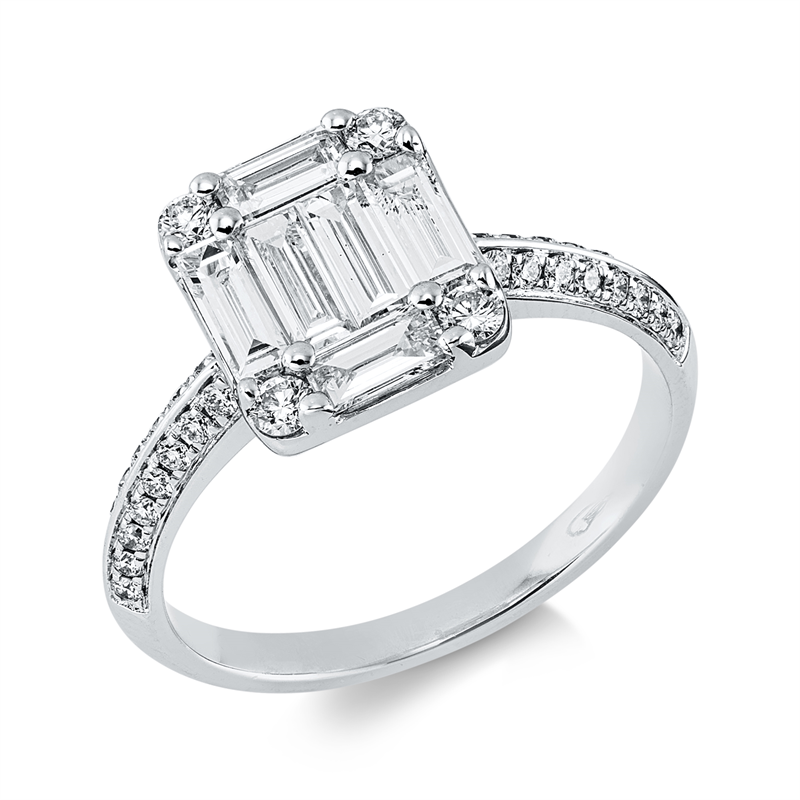 Baguette Illusion Ring Weißgold 18kt Ref-1KP81