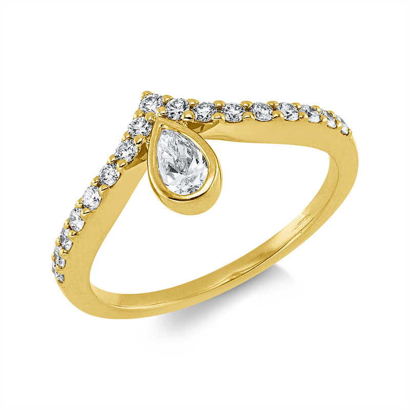 Solitaire mit Besatz Ring Gelbgold 18kt 0,5ct