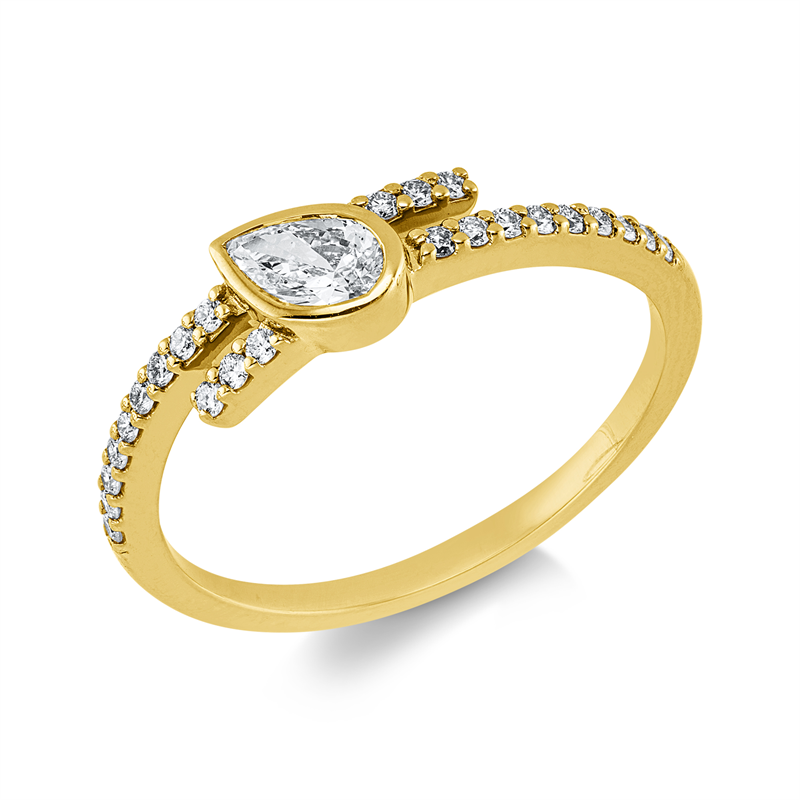 Solitaire mit Besatz Ring Gelbgold 18kt 0,39ct