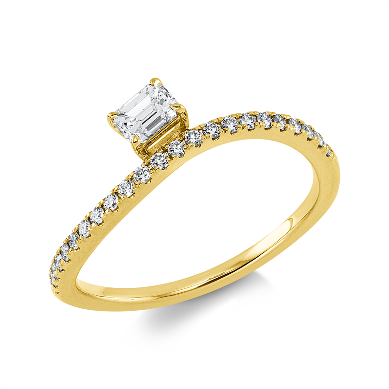 Solitaire mit Besatz Ring Gelbgold 18kt 0,41ct