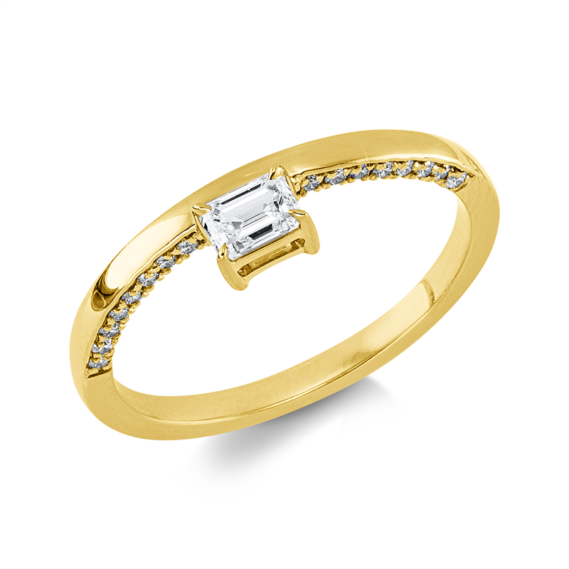 Solitaire mit Besatz Ring Gelbgold 18kt 0,41ct