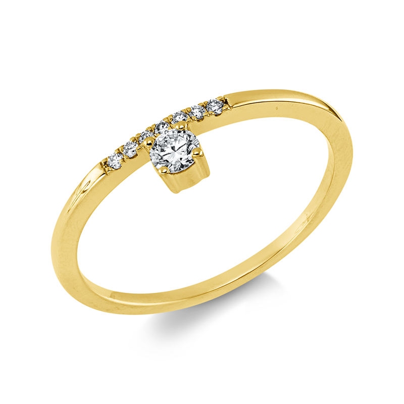 Solitaire mit Besatz Ring Gelbgold 18kt 0,14ct