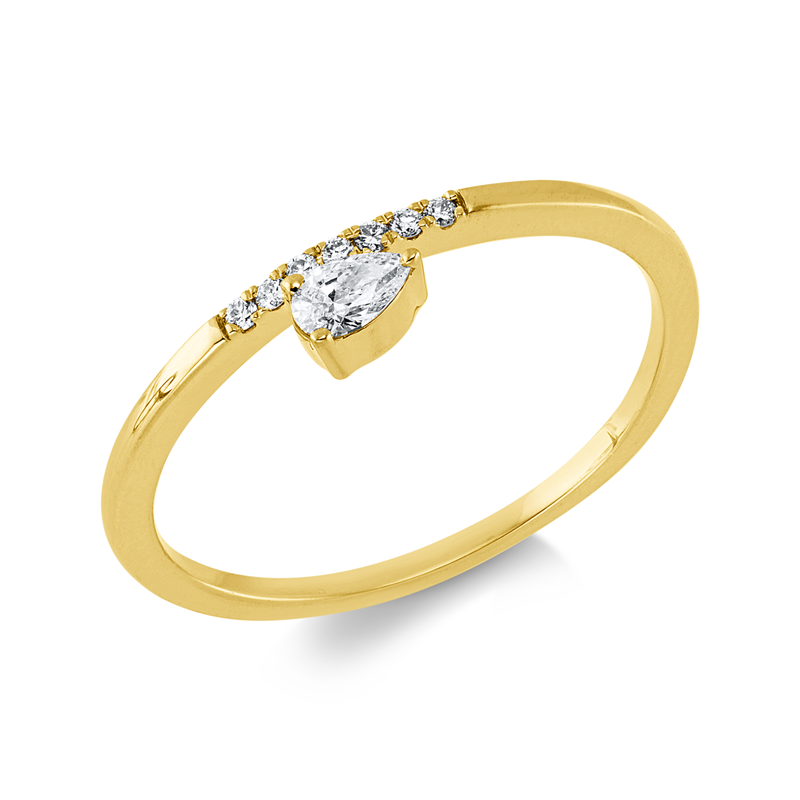 Solitaire mit Besatz Ring Gelbgold 18kt 0,14ct