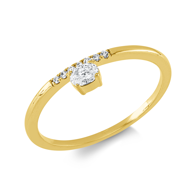 Solitaire mit Besatz Ring Gelbgold 18kt 0,16ct