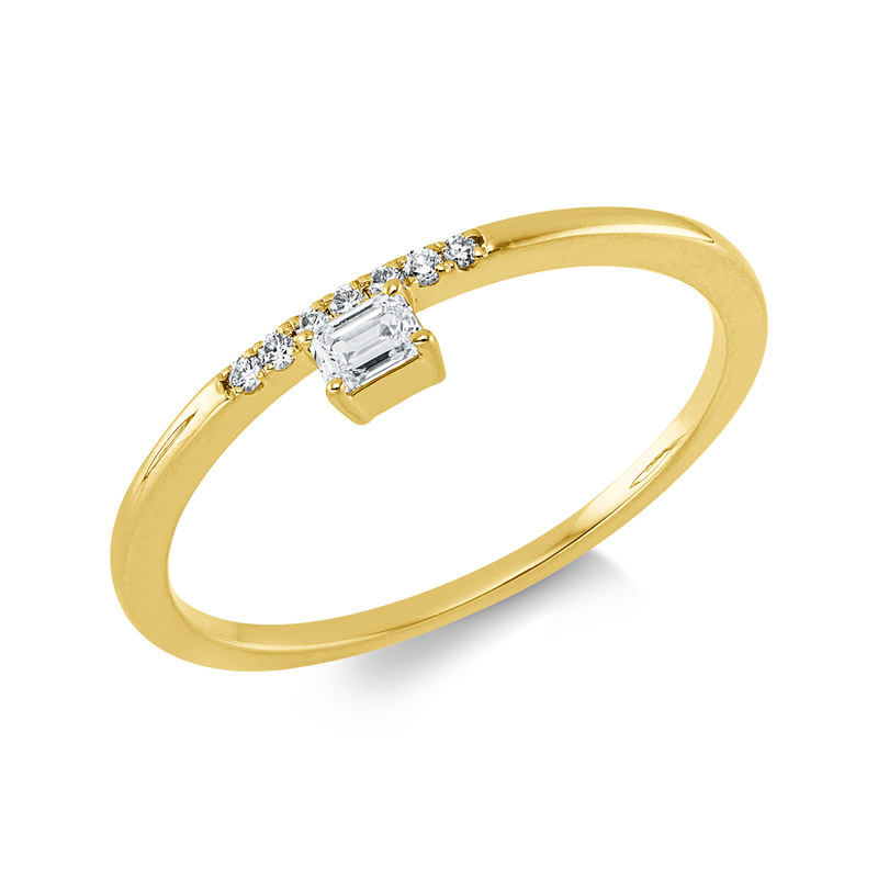 Solitaire mit Besatz Ring Gelbgold 18kt 0,13ct