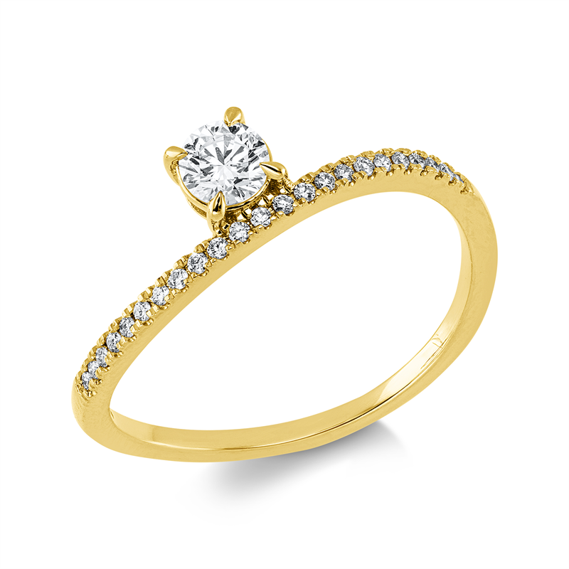 Solitaire mit Besatz Ring Gelbgold 18kt 0,29ct