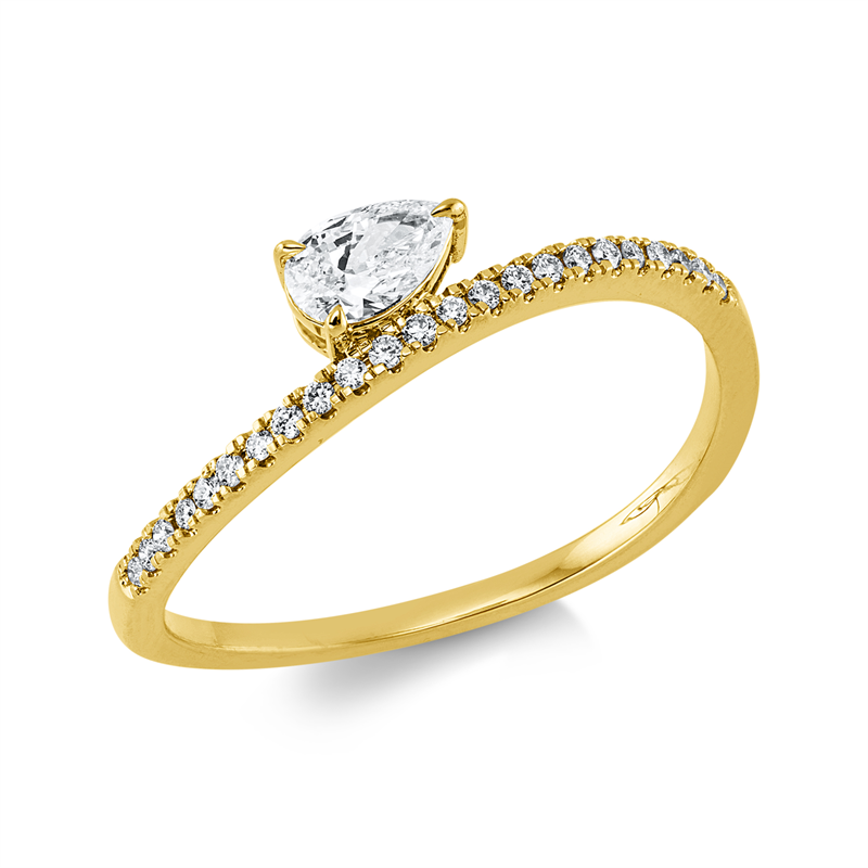 Solitaire mit Besatz Ring Gelbgold 18kt 0,29ct