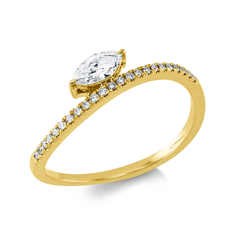 Solitaire mit Besatz Ring Gelbgold 18kt 0,28ct
