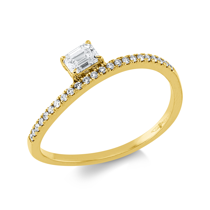 Solitaire mit Besatz Ring Gelbgold 18kt 0,3ct