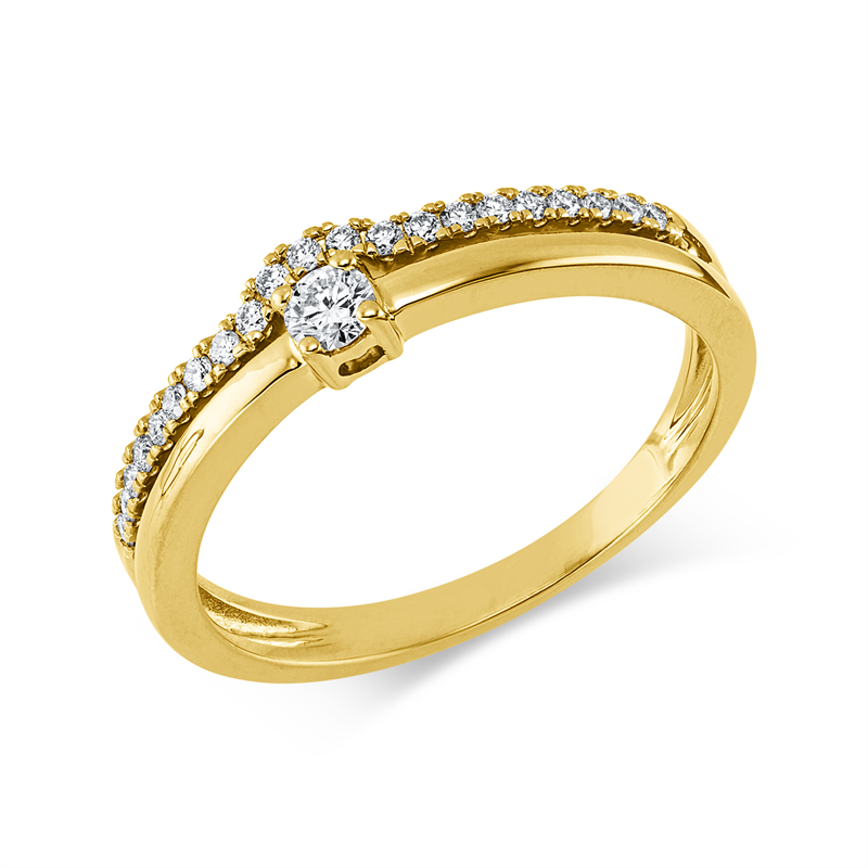 Solitaire mit Besatz Ring Gelbgold 18kt 0,21ct