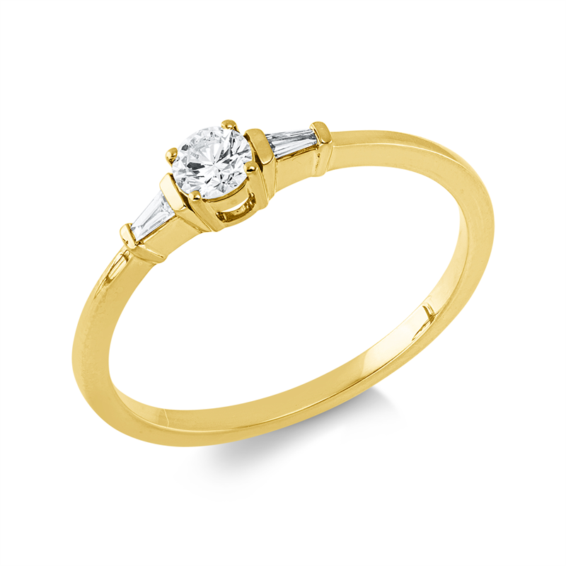 Solitaire mit Besatz Ring Gelbgold 18kt 0,2ct