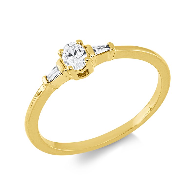 Solitaire mit Besatz Ring Gelbgold 18kt 0,2ct